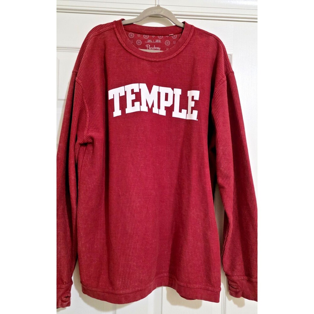 Pressbox Crimson Temple Owls Comfy Cord Vintage Wash Basic Arch Pullover